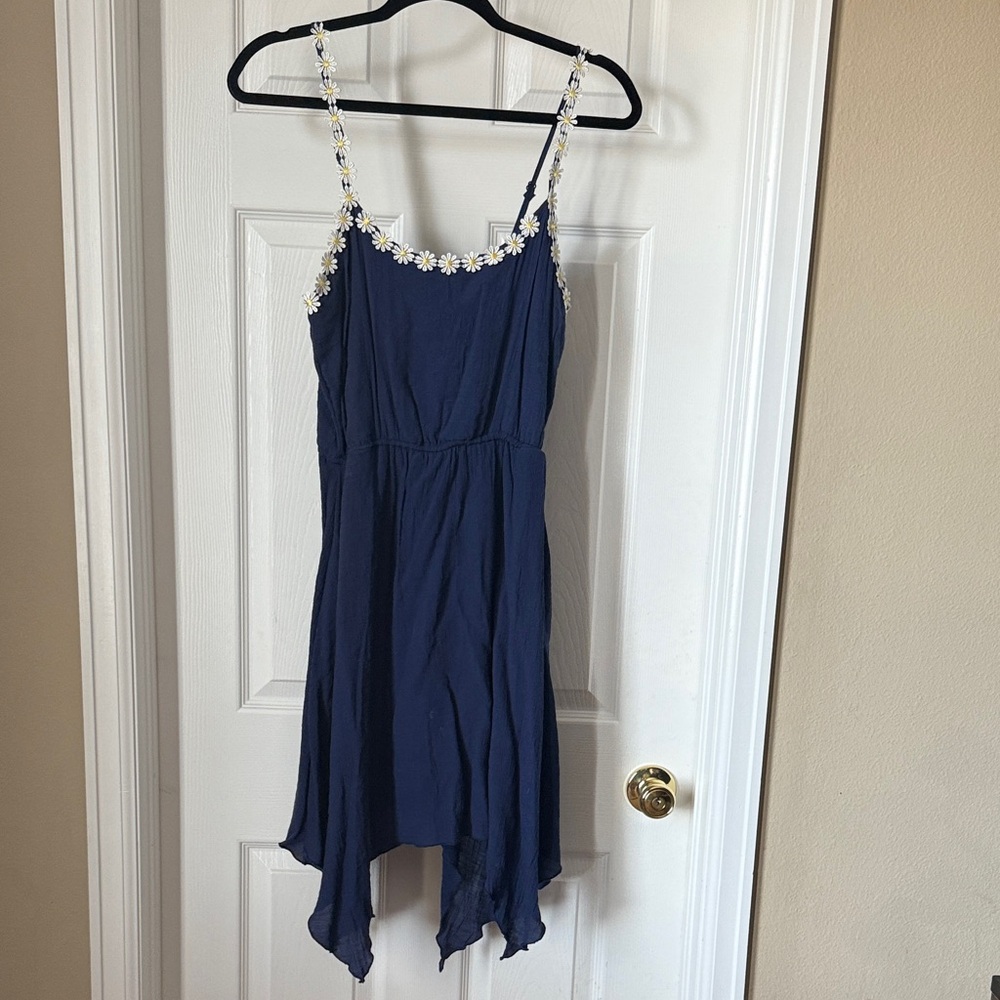New Look Navy Blue Mini Dress with Floral Straps